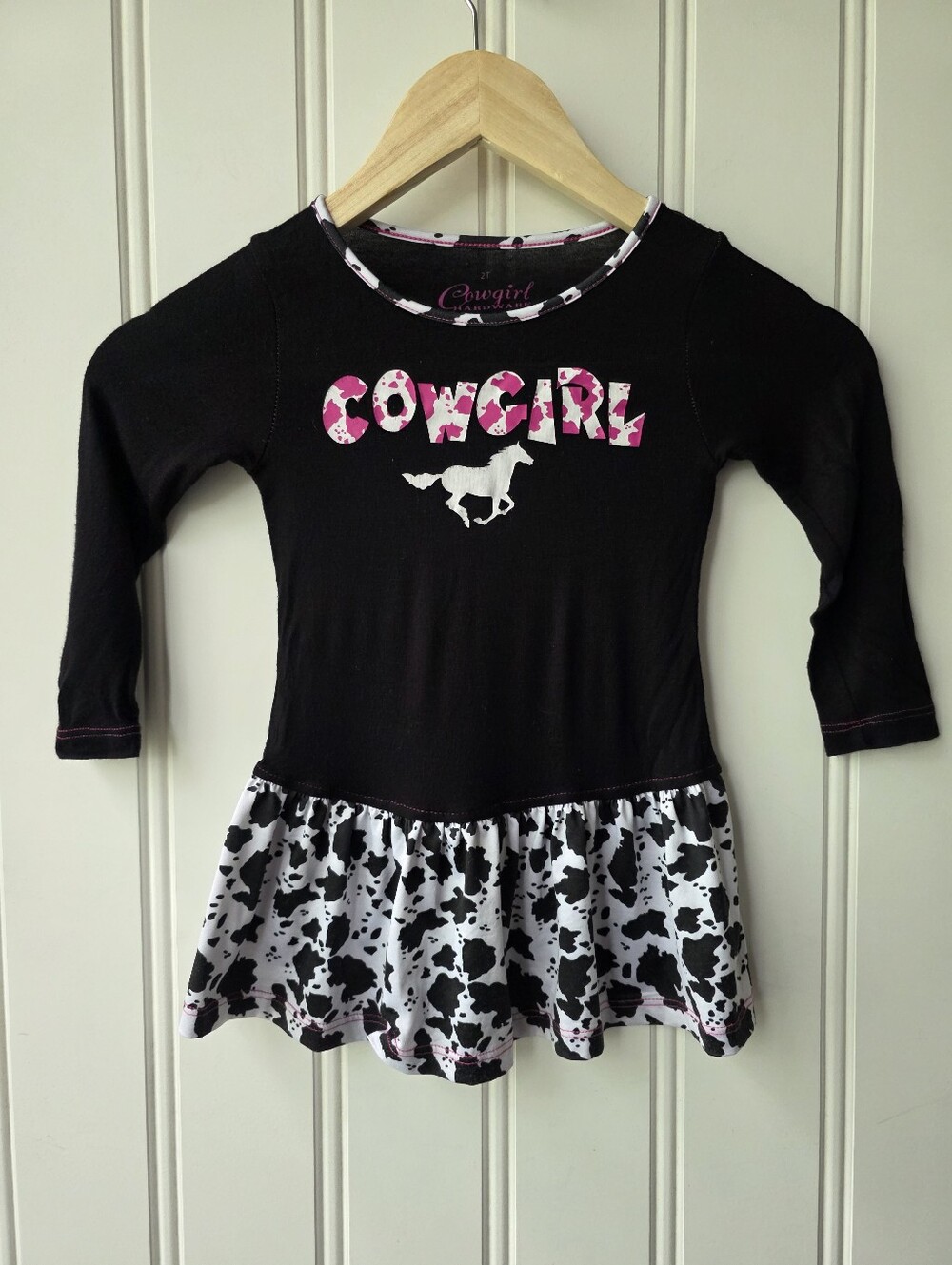 Cowgirl Hardware Long Sleeve Top Cow Print Bell Bottom Pants Girls 2T Toddler